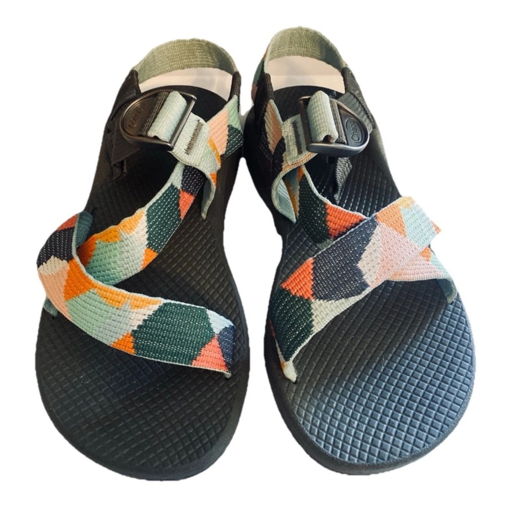 Chaco Women's Sandals in Black with Multicolor Geometric Straps